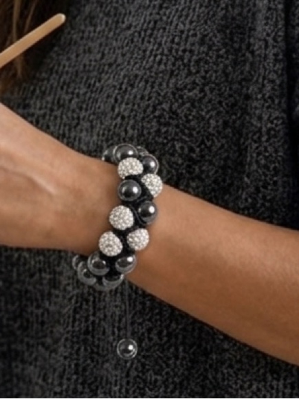 Double Row Rhinestone Beaded Bracelet